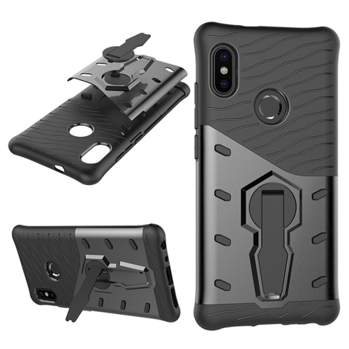 

For Xiaomi Redmi Note 5 Pro PC + TPU Dropproof Sniper Hybrid Protective Back Case with 360 Degree Rotation Holder(Black)