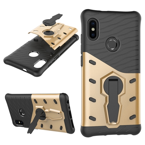 

For Xiaomi Redmi Note 5 Pro PC + TPU Dropproof Sniper Hybrid Protective Back Case with 360 Degree Rotation Holder(Gold)