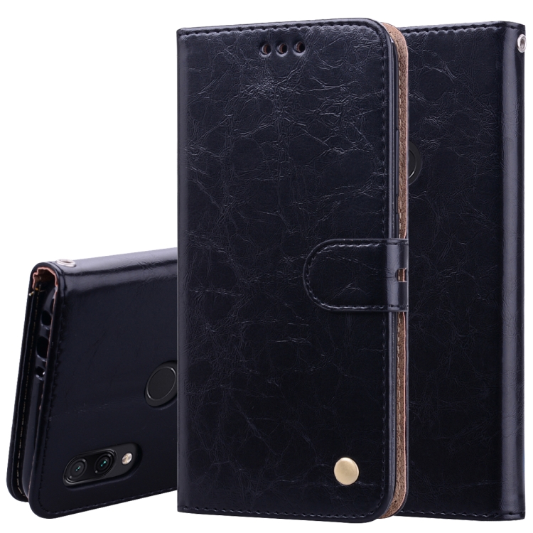 

Business Style Oil Wax Texture Horizontal Flip Leather Case for Xiaomi Redmi 7, with Holder & Card Slots & Wallet (Black)