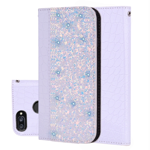 

Crocodile Texture Glitter Powder Horizontal Flip Leather Case for Xiaomi 8 Lite, with Card Slots & Holder (White)