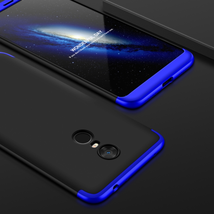 

GKK Xiaomi Redmi 5 Plus Three Stage Splicing 360 Degree Full Coverage PC Protective Case Back Cover (Black+Blue)