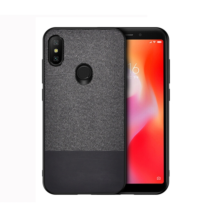 

Shockproof Splicing PU + Cloth Protective Case for Xiaomi Redmi 6 Pro (Black)