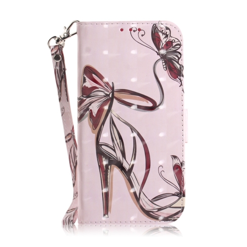 

Butterfly High-heeled Shoes Pattern 3D Coloured Drawing Horizontal Flip Leather Case for Xiaomi Redmi 7, with Holder & Card Slots & Wallet