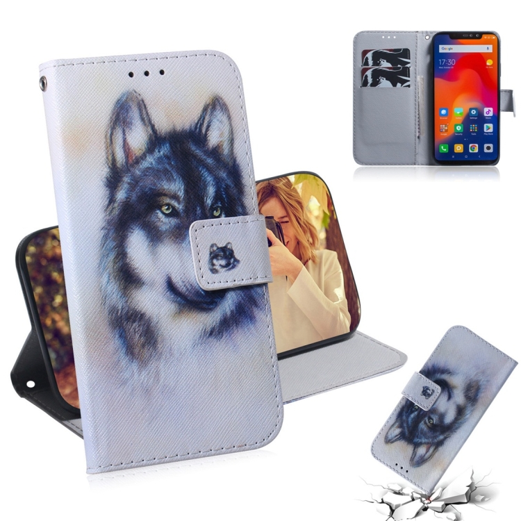 

White Wolf Pattern Coloured Drawing Horizontal Flip Leather Case for Xiaomi Redmi Note 6 / Redmi Note 6 Pro, with Holder & Card Slots & Wallet