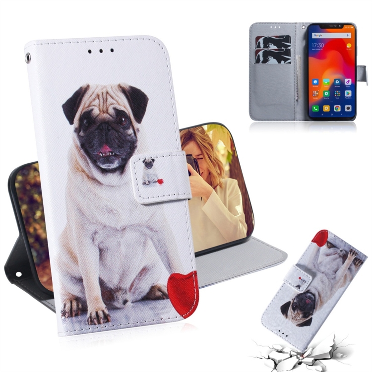 

Pug Pattern Coloured Drawing Horizontal Flip Leather Case for Xiaomi Redmi Note 6 / Redmi Note 6 Pro, with Holder & Card Slots & Wallet