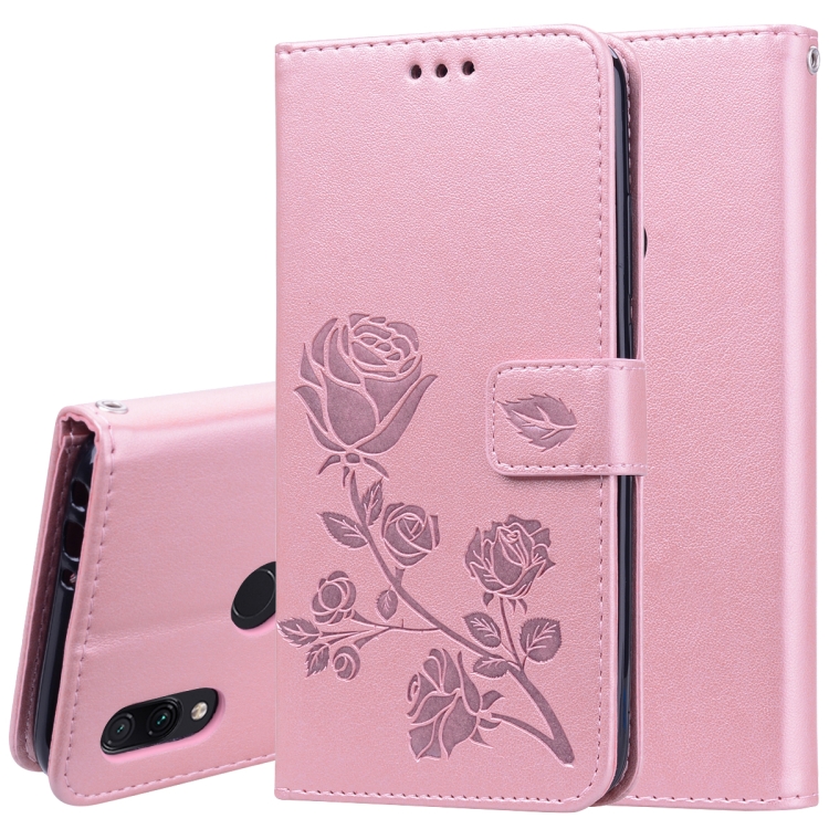 

Rose Embossed Horizontal Flip PU Leather Case for Xiaomi Redmi 7, with Holder & Card Slots & Wallet (Rose Gold)