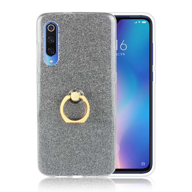 

Glittery Powder Shockproof TPU Protective Case for Xiaomi Mi 9, with 360 Degree Rotation Ring Holder (Black)