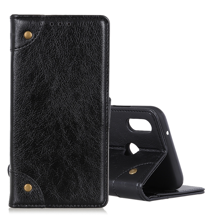 

Copper Buckle Nappa Texture Crazy Horse Texture Horizontal Flip Leather Case for Xiaomi Redmi 7, with Holder & Card Slots & Photo Frame (Black)