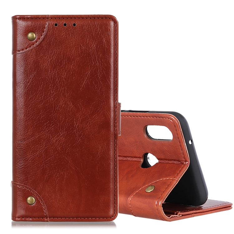 

Copper Buckle Nappa Texture Crazy Horse Texture Horizontal Flip Leather Case for Xiaomi Redmi 7, with Holder & Card Slots & Photo Frame (Brown)