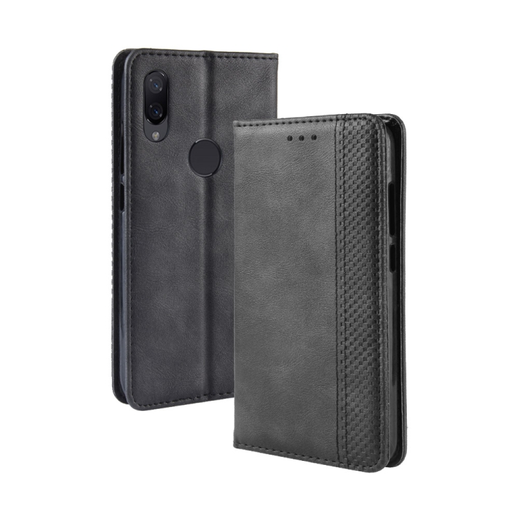 

Magnetic Buckle Retro Crazy Horse Texture Horizontal Flip Leather Case for Xiaomi Redmi 7, with Holder & Card Slots & Photo Frame (Black)