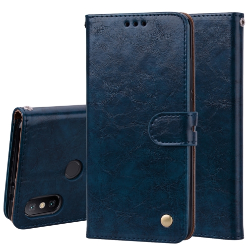 

Business Style Oil Wax Texture Horizontal Flip Leather Case for Xiaomi Mi 6X / A2, with Holder & Card Slots & Wallet(Blue)