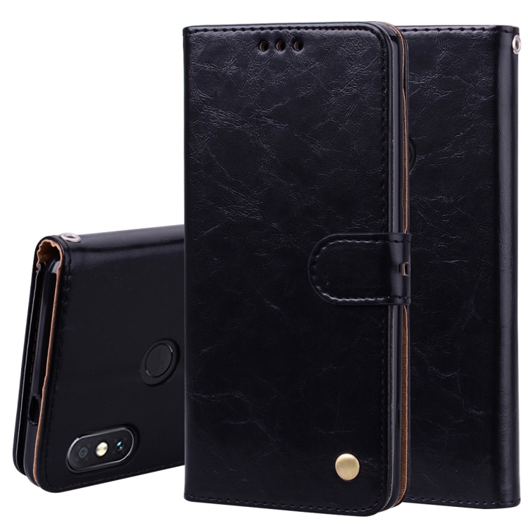 

Business Style Oil Wax Texture Horizontal Flip Leather Case for Xiaomi Redmi Note 5 Pro, with Holder & Card Slots & Wallet (Black)