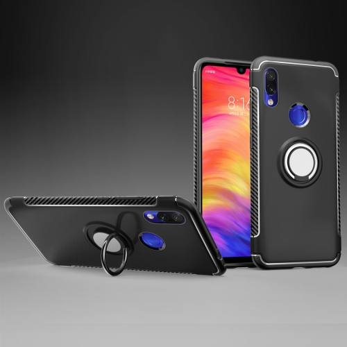 

Magnetic Armor Protective Case for Xiaomi Redmi 7, with 360 Degree Rotation Ring Holder (Black)