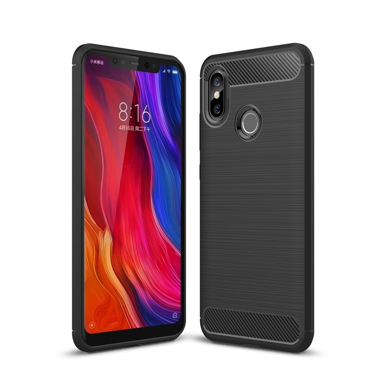

Brushed Texture Carbon Fiber Shockproof TPU Case for Xiaomi Mi 8 (Black)