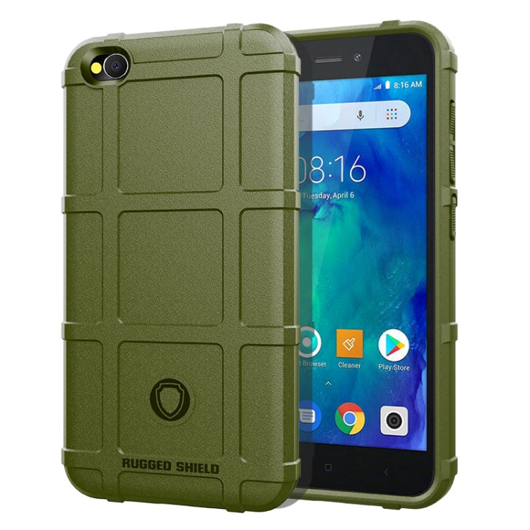 

Shockproof Rugged Shield Full Coverage Protective Silicone Case for RedMi Go(Army Green)