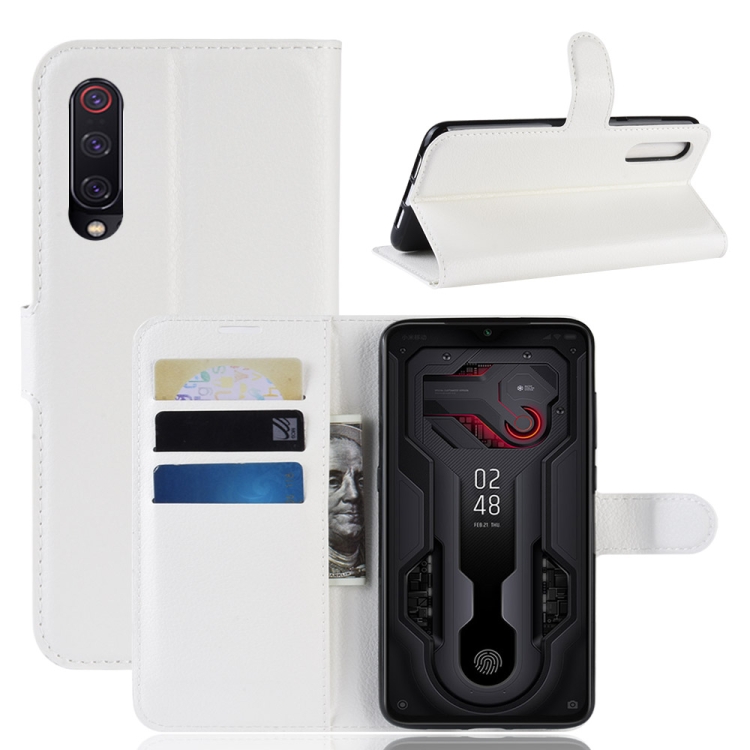 

Litchi Texture Horizontal Flip Leather Case for Xiaomi Mi9, with Wallet & Holder & Card Slots(White)