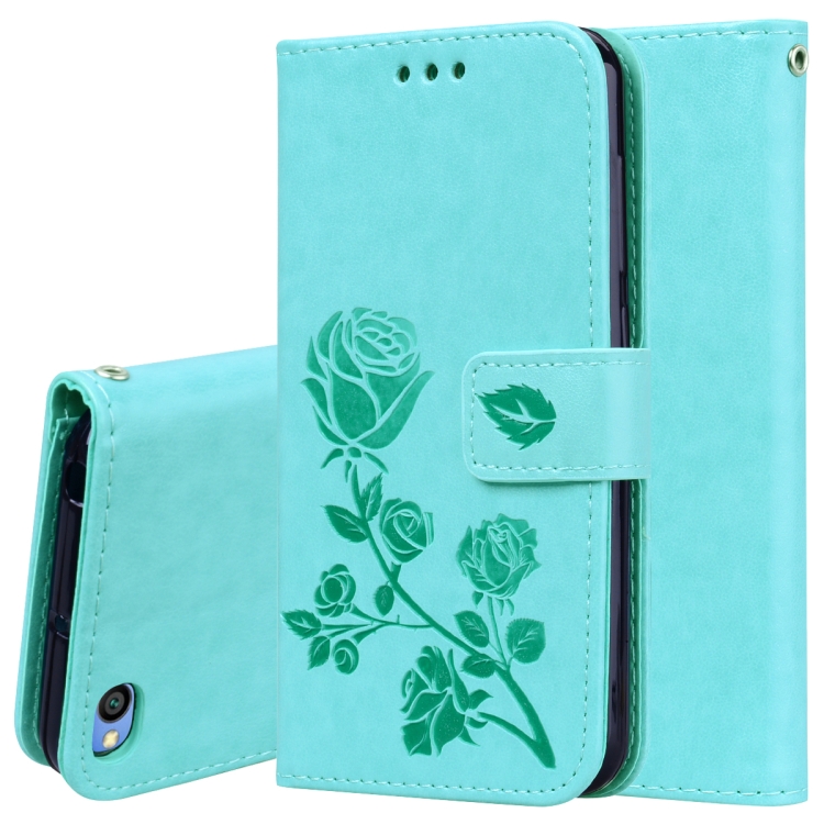 

Rose Embossed Horizontal Flip PU Leather Case for Xiaomi Redmi Go, with Holder & Card Slots & Wallet(Green)