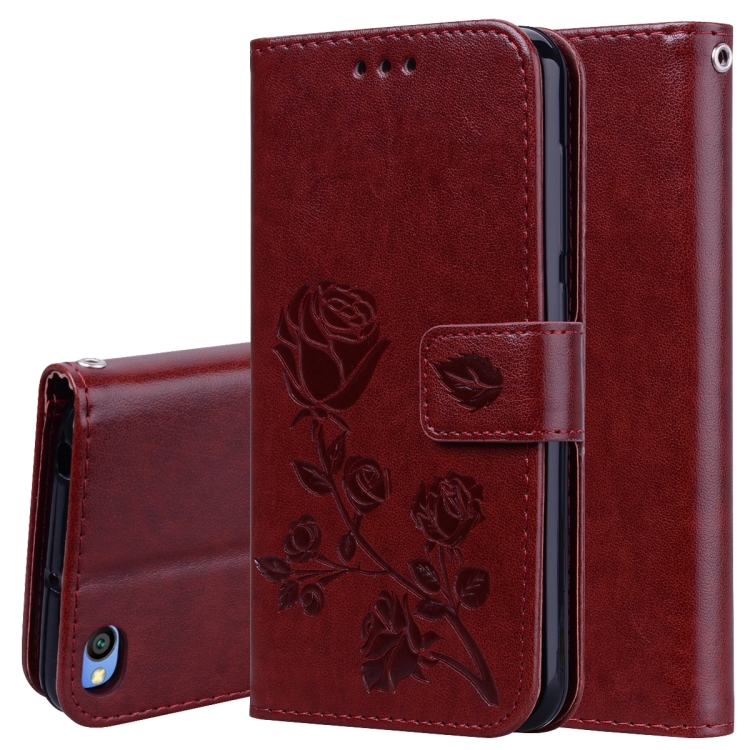 

Rose Embossed Horizontal Flip PU Leather Case for Xiaomi Redmi Go, with Holder & Card Slots & Wallet(Brown)