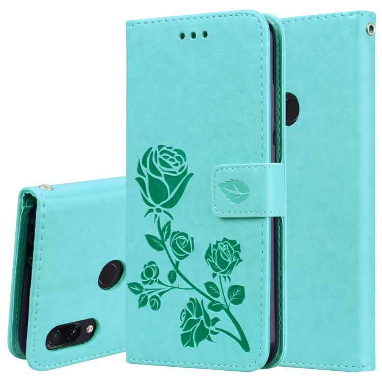 

Rose Embossed Horizontal Flip PU Leather Case for Xiaomi Redmi Note 7, with Holder & Card Slots & Wallet(Green)