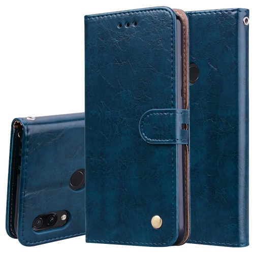 

Business Style Oil Wax Texture Horizontal Flip Leather Case for XiaoMi RedMi Note7, with Holder & Card Slots & Wallet(Blue)