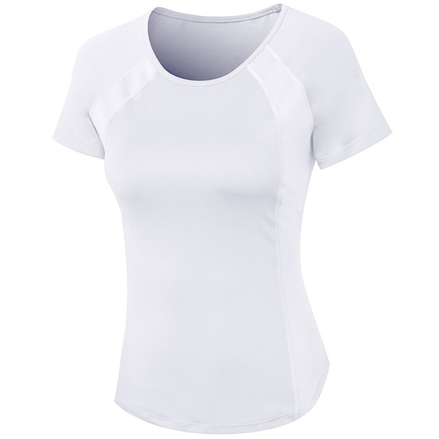 

Tight Round Neck Sports Short Sleeve T-shirt For Ladies (Color:White Size:S)