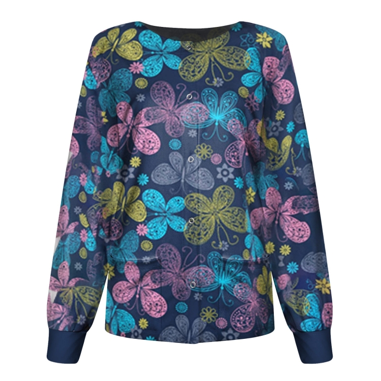 

Round Neck Printed Nurse Clothes Long Sleeve Top (Color:Khaki Size:S)