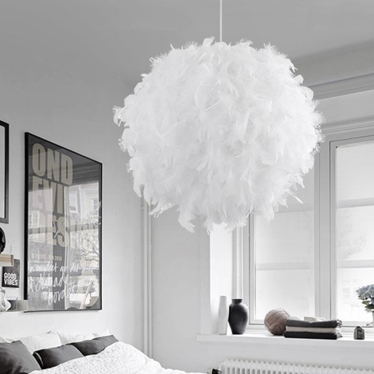 

YWXLight 40cm Modern Pendant Light Romantic Ball Shape PVC Feather Hanging Lamp E27/E26 220V For Bedroom Dinning Living Room (Cold White)