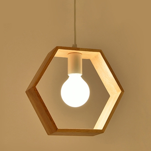 

YWXLight Home Decoration Personality Creative Simple Solid Wood Geometric Pendant Lights (Hexagon)