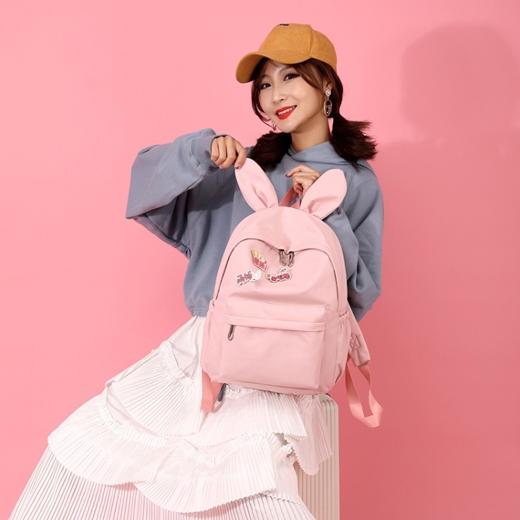 

Cute Bunny Ear Backpack Waterproof Girl Backpack with Chinese Character Handbag
