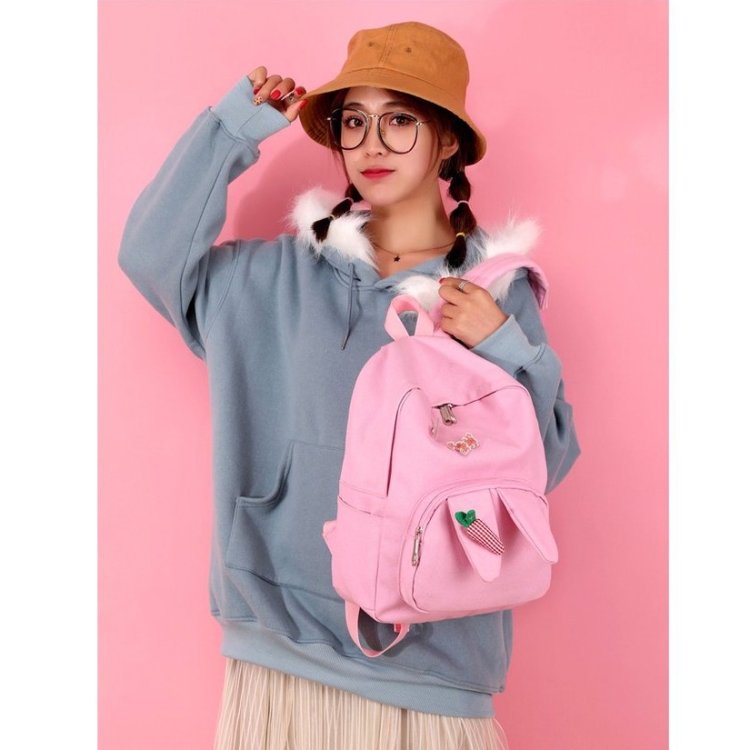 

Cute Carrot Bunny Ear Backpack Waterproof Girl School Bag with Chinese Character Handbag
