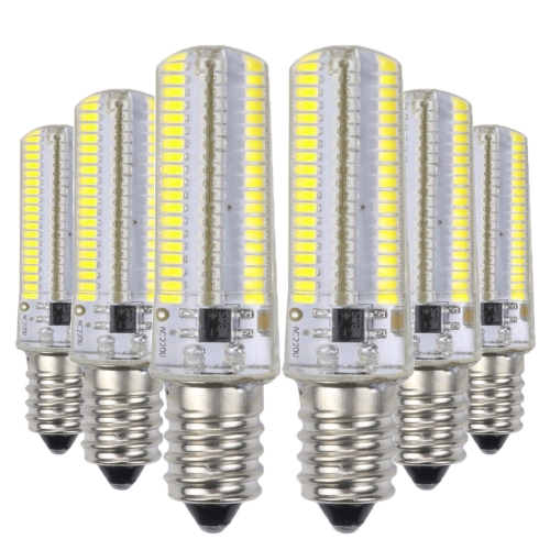 

YWXLight 6PCS E12 7W AC 220-240V 152LEDs SMD 3014 Energy-saving LED Silicone Lamp (Cold White)