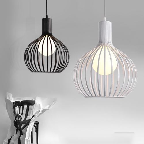 

YWXLight LED Industrial Chandelier Creative Birdcage Chandelier With E27 Bulb Suitable For Kitchen Restaurant (Color:Black Size: + Warm White)