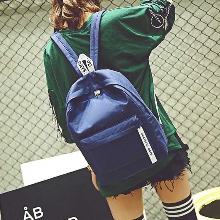 

Canvas Double Shoulders School Bag Travel Backpack Bag (Blue)