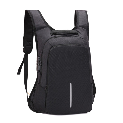 

Multi-Function Oxford Portable Casual Double Shoulders School Bag Travel Backpack Bag with Earphone Line Hole & USB Charging (Black)
