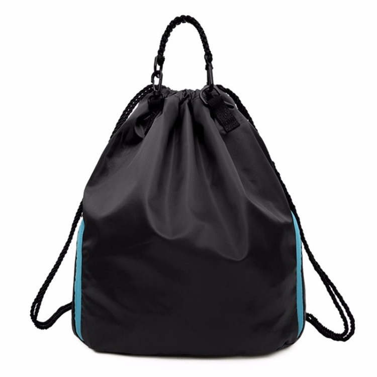 

Drawstring Double Shoulders School Bag Travel Backpack Bag (Black Blue)