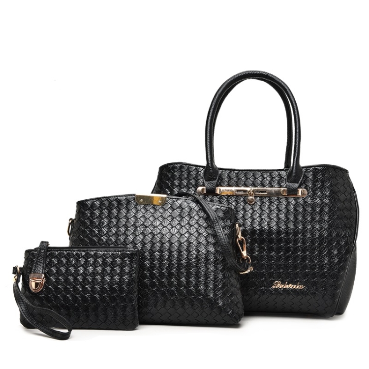 

3 in 1 Casual PU Shoulder Bag Weave Pattern Ladies Handbag Messenger Bag