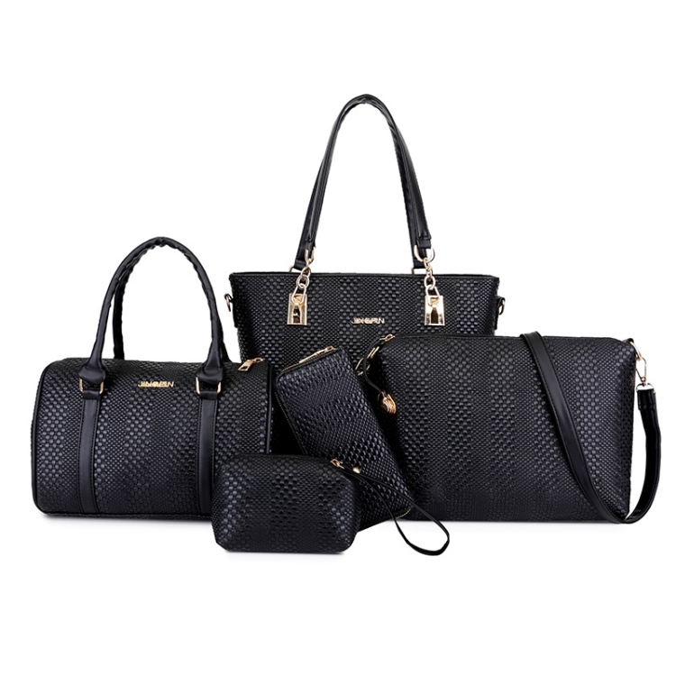 

5 in 1 Casual PU Shoulder Bag Weave Pattern Ladies Handbag Messenger Bag