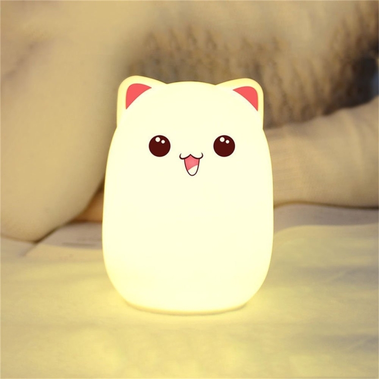 

YWXLight Color Change Cat Shape USB Rechargeable LED Silicone Soft Nightlight (Pink)