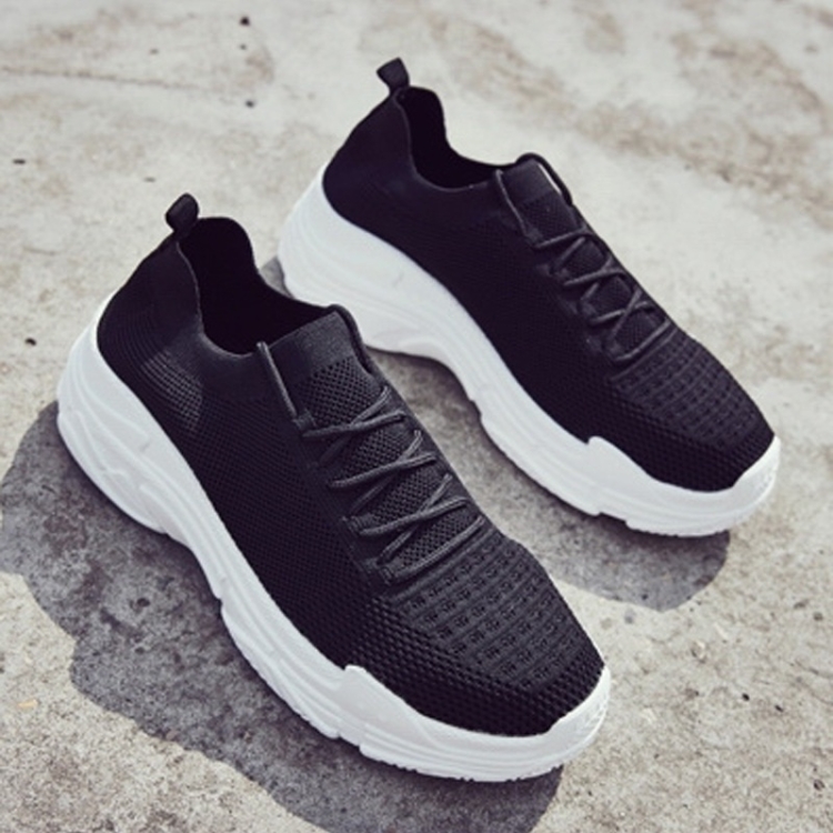 

Round Head Solid Color Thick Bottom Trend Outdoor Casual Couple Shoes (Color:Black Size:38)