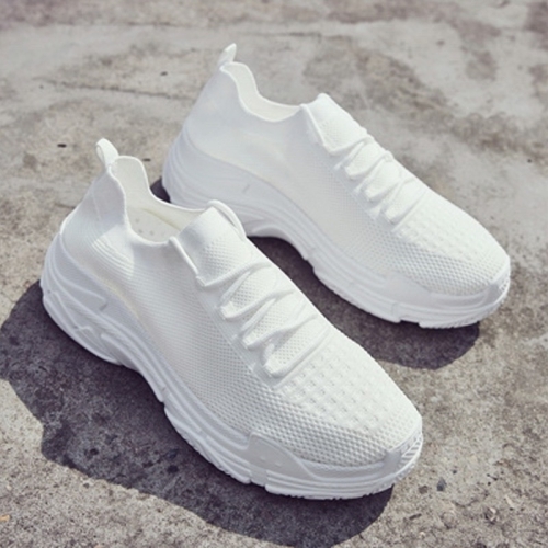 

Round Head Solid Color Thick Bottom Trend Outdoor Casual Couple Shoes (Color:White Size:43)