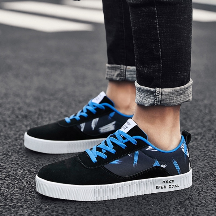 

Lace-up Flat Heel Lightweight Trend Outdoor Sport Casual Shoes for Men (Color:Black Blue Size:39)