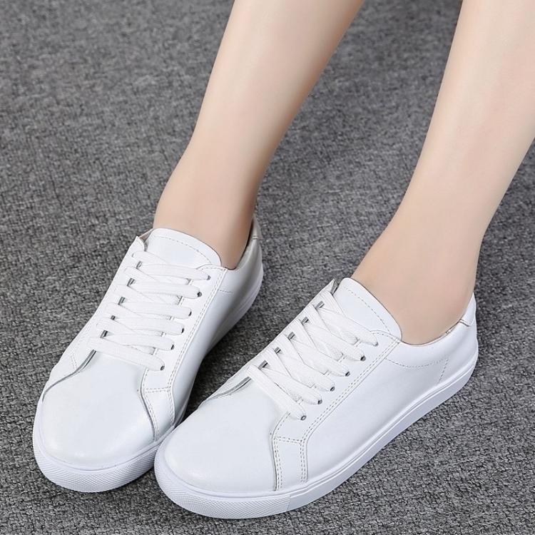 

Wear Resistant Lace-up Flat-bottom Fashion Casual Shoes for Woman (Color:White Size:36)