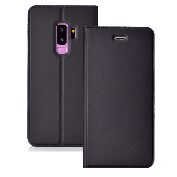 

Ultra-thin Pressed Magnetic Card TPU+PU Leather Case for Galaxy S9+, with Card Slot & Holder (Black)