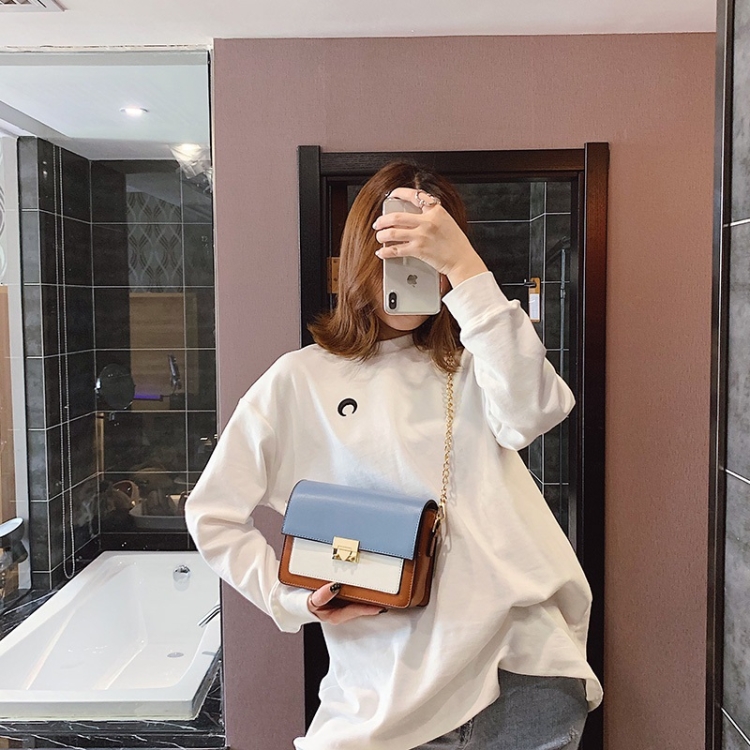 

Lock Buckle Color Matching Single Shoulder Bag Small Square Bag Ladies Messenger Bag Handbag (Blue)