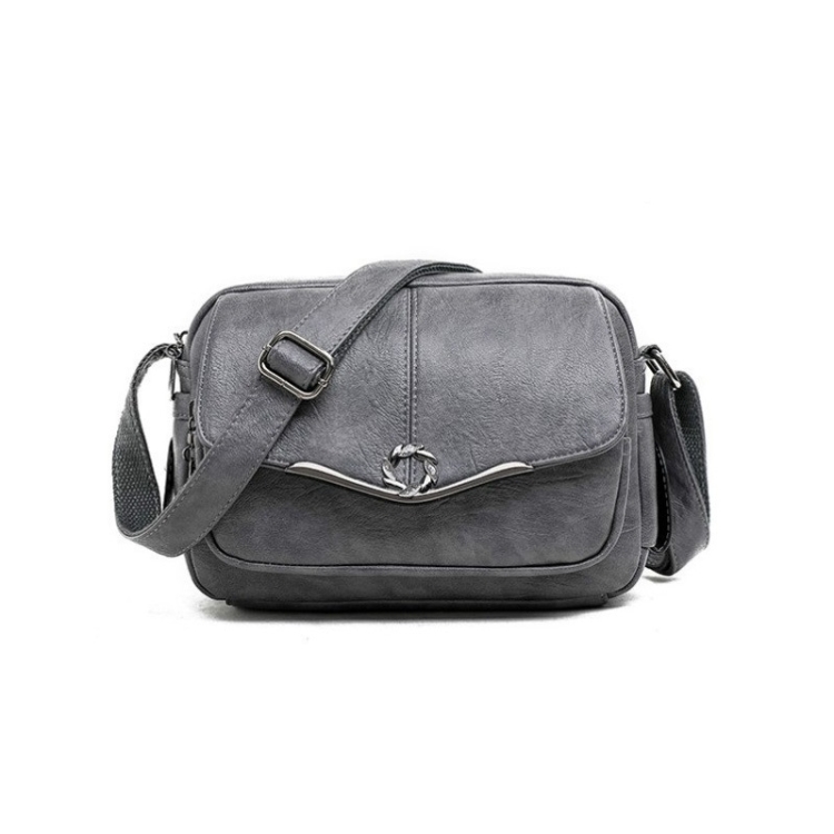 

Pure Color Retro PU Leather Single Shoulder Bag Small Square Bag Ladies Messenger Bag Handbag (Grey)
