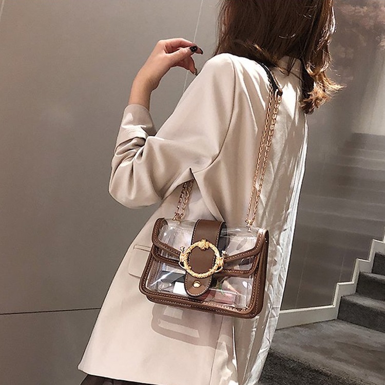 

Clear Single Shoulder Bag Ladies Handbag Messenger Bag (Brown)