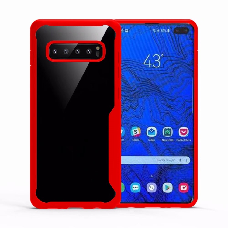 

Transparent PC + TPU Full Coverage Shockproof Protective Case for Galaxy S10+ (Red)