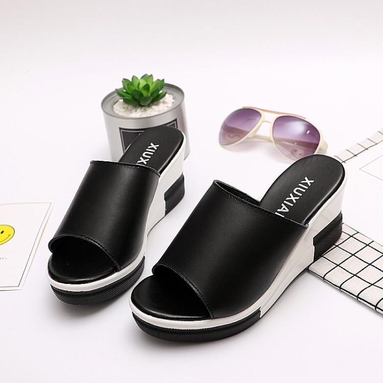 

Casual Fashion Wild Comfortable Wedge Shoes Slippers Sandals for Woman (Color:Black Size:34)