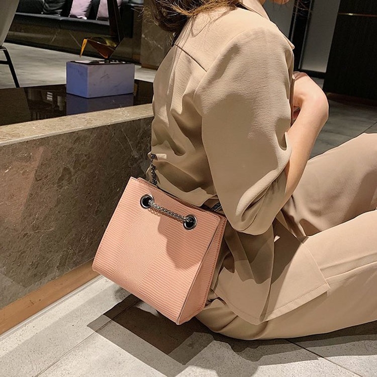 

PU Leather Single Shoulder Bag Ladies Handbag Messenger Bag (Pink)