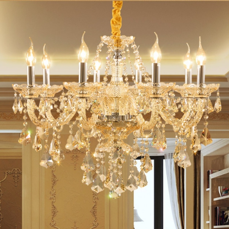 

Chandelier Living Room Dining Room Bedroom Chandelier LED Candle Crystal Chandelier with Bulbs, 8 Heads
